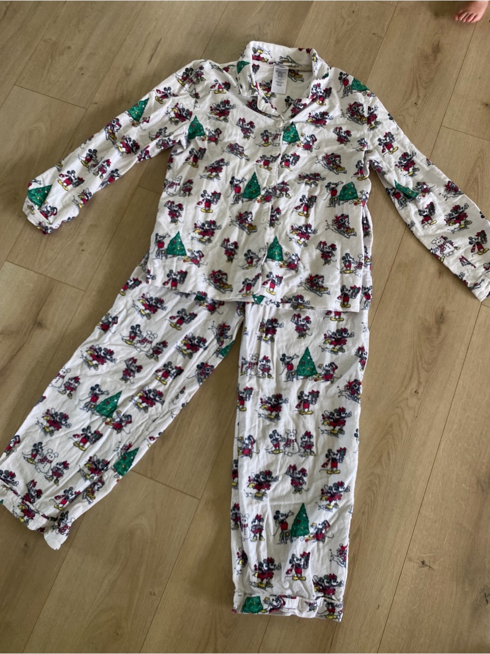 Pottery Barn Teen Disney Mickey & Minnie Christmas 100% Cotton Pajama Set Sz S